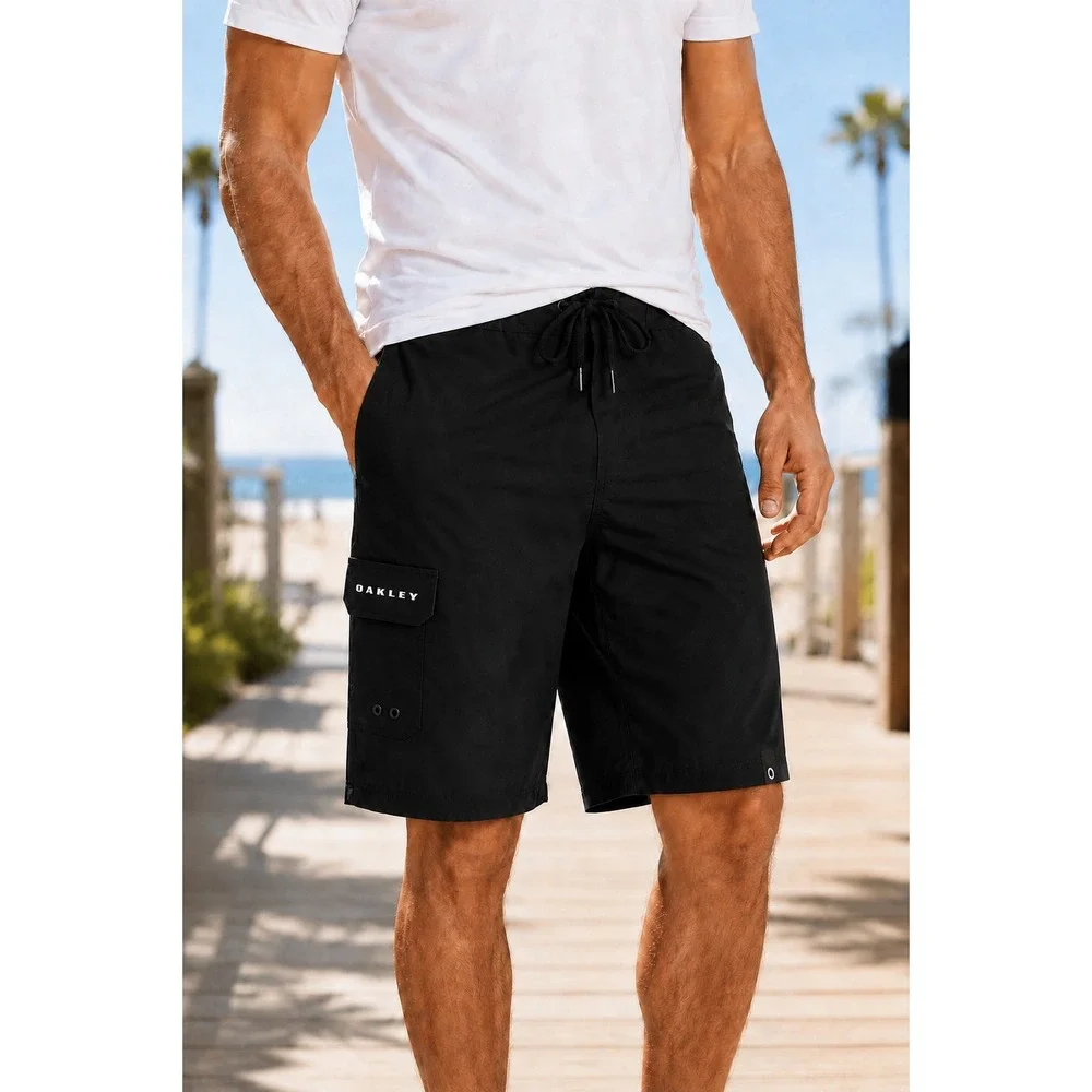 Oakley Kana 21 Mens Board Shorts Black Cargo Pocket Swim Trunks Regular Fit  38